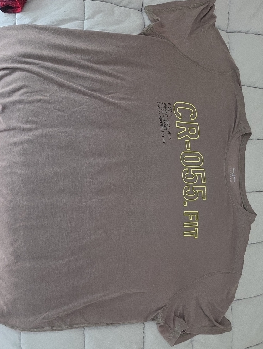 Reebok Men's Taupe Short Sleeve Tee with Yellow Chest Print